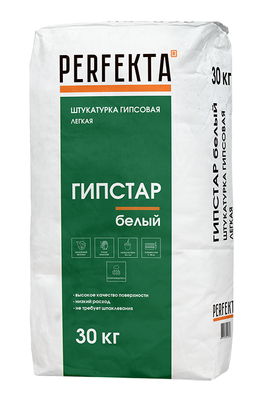 Штукатурка гипсовая легкая Гипстар МН белый, 30 кг